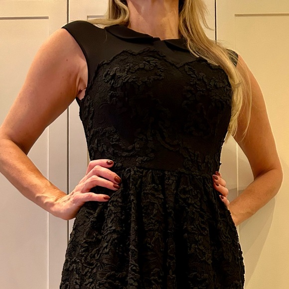 Ted Baker Bustier Black Lace Dress with Sheer Collar - Picture 2 of 8